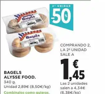 Hipercor 2a unidad -50% bagels alysse food oferta