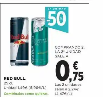 Hipercor 2a unidad -50% red bull oferta