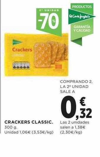 Hipercor 2a unidad -70% crackers classic oferta