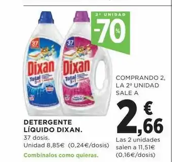 Hipercor 2a unidad -70% detergente líquido dixan oferta
