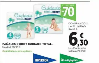 Hipercor 2a unidad -70% pañales dodot cuidado total oferta