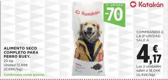 Hipercor 2a unidad -70% alimento seco completo para perro buey oferta