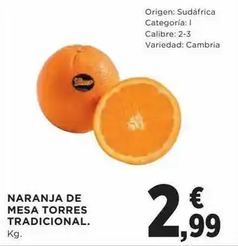 Hipercor Naranja de mesa torres tradicional oferta