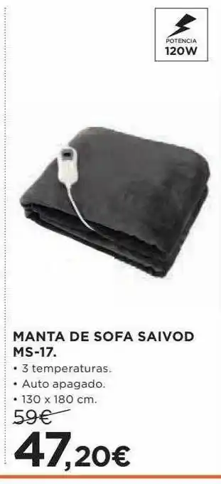 Hipercor Manta de sofa saivod ms-17 oferta