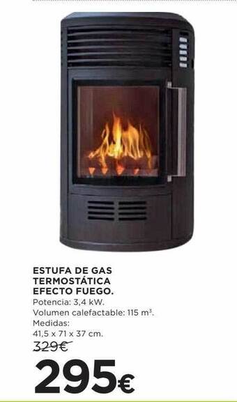 Hipercor Estufa de gas termostática efecto fuego oferta