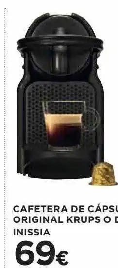 Hipercor Cafetera de cápsulas nespresso original krups o delonghi inissia oferta
