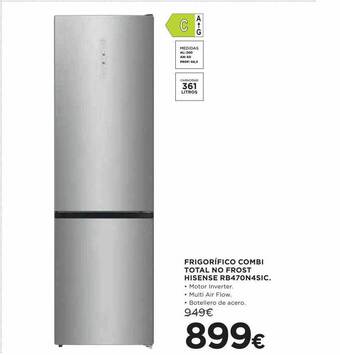 Hipercor Frigorífico combi total no frost hisense rb470n4sic oferta
