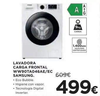 Hipercor Lavadora carga frontal ww90ta046ae ec samsung oferta