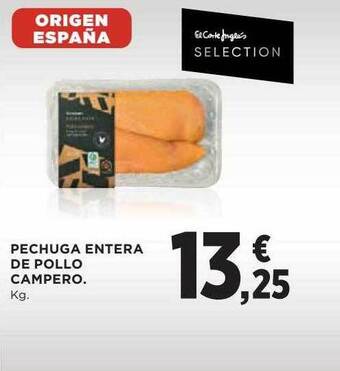Hipercor Pechuga entera de pollo campero oferta