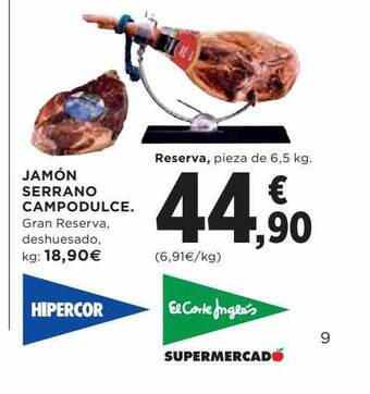 Hipercor Jamón serrano campodulce oferta