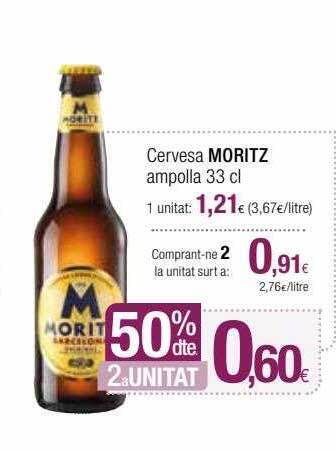 Condis 50% dte 2a unitat cervesa moritz ampolla oferta