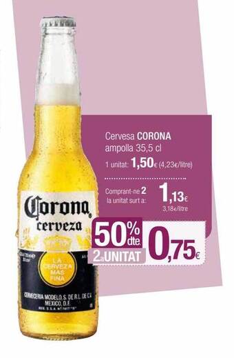 Condis 50% dte 2a unitat cervesa corona ampolla oferta
