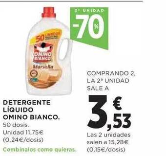 El Corte Inglés 2a unidad -70% detergente liquido omino bianco oferta