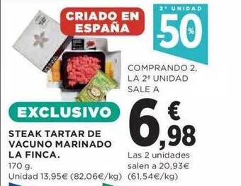 El Corte Inglés 2a unidad -50% steak tartar de vacuno marinado la finca oferta