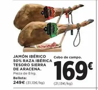 El Corte Inglés Jamón ibérico 50% raza ibérica tesoro sierra de aracena oferta