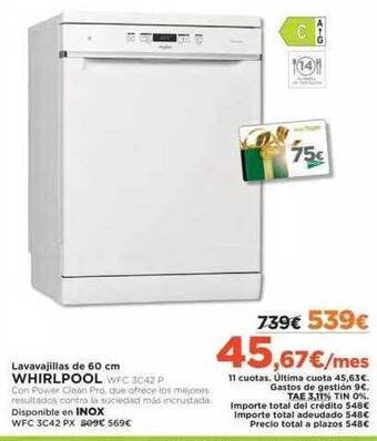 El Corte Inglés Lavavajillas de 60cm whirlpool oferta