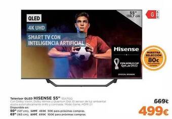 El Corte Inglés Televisor qled hisense 55 oferta