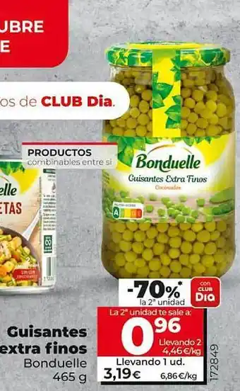 Dia -70% la 2a unidad guisantes extra finos bonduelle oferta