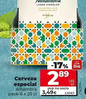 Dia Cerveza especial alhambra pack-6 oferta
