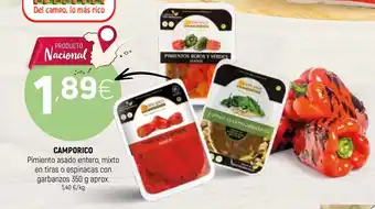 Coviran Camporico Pimiento asado entero, mixto en tiras o espinacas con garbanzos 350g aprox. oferta