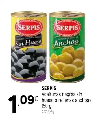 Coviran Serpis Aceitunas negras sin hueso o rellenas anchoas 150g oferta