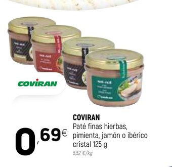 Coviran Coviran Paté finas hierbas, pimienta, jamón o ibérico cristal 125g oferta