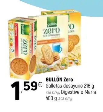 Coviran Gullón Zero Galletas desayuno 216g, Digestive o Maria 400g oferta