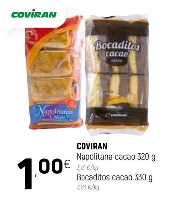 Coviran Coviran Napolitana cacao 320g, Bocaditos cacao 330g oferta