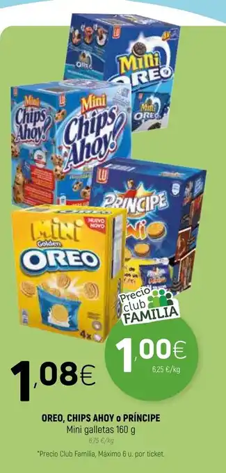 Coviran Oreo, Chips Ahoy o Príncipe Mini Galletas 160g oferta
