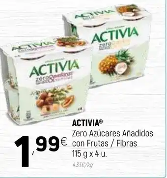 Coviran Activia Zero Azúcares Añadidos con Frutas / Fibras 115g x 4u. oferta