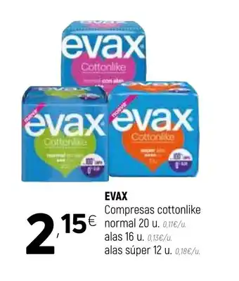 Coviran Evax Compresas cottonlike normal 20u/16u/12u oferta