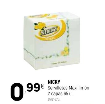 Nicky Servilletas maxi limón 2 capas 65u.