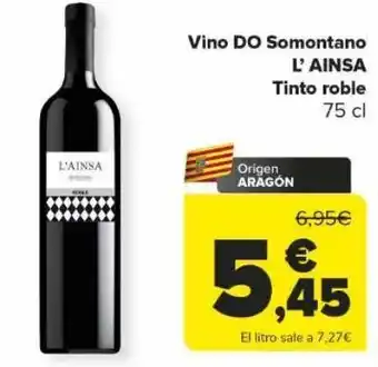 Carrefour Vino d0 somontano l'ainsa tinto roble oferta
