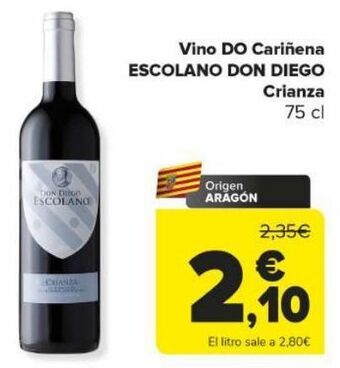 Carrefour Vino do cariñena escolano don diego crianza oferta