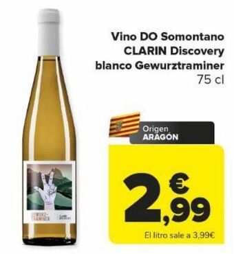 Carrefour Vino do somontano clarin discovery blanco gewurztraminer oferta