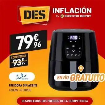 Electro Depot Des 79€ competencia -9399 jata electro freidora sin aceite 1300w - 5 litros inflación by electro depot *200. b en oferta