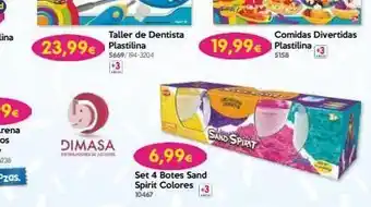 Don Dino 23,99€ plastilina 5669/194-3204 +3 taller de dentista dimasa 6,99€ set 4 botes sand spirit colores 10467 la sand spira oferta