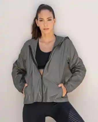 Leonisa Chaqueta deportiva con capucha y acabado que repele el agua oferta