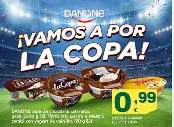 HiperDino Danone copa de chocolate con nata twix mix postre o m&m's oferta
