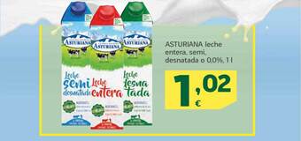 HiperDino Asturiana leche entera semi desnatada o 0.0% oferta