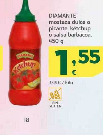 HiperDino Diamante mostaza dulce o picante kétchup o salsa barbacoa oferta