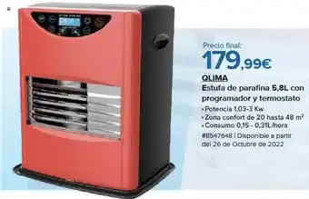 Costco Qlima estufa de parafina 5.8l con programador y termostato oferta