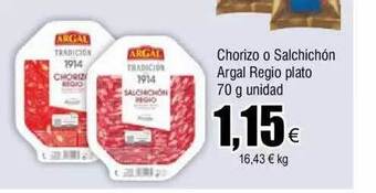 FROIZ Chorizo o salchichón argal regio plato oferta