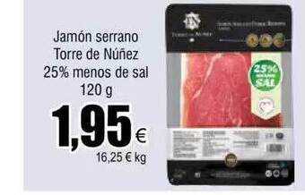 FROIZ Jamón serrano torre de núñez 25% menos de sal oferta