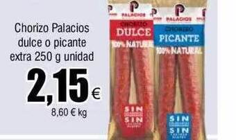 FROIZ Chorizo palacios dulce o picante extra oferta
