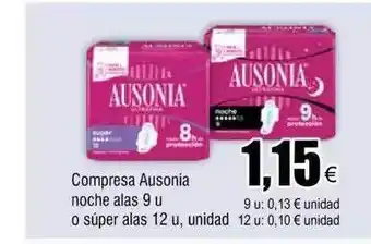 FROIZ Compresa ausonia noche alas o súper alas oferta