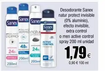Desodorante sanex natur protect invisible 0% aluminio efecto invisible extra control o men active control spray