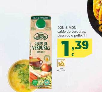 HiperDino Don simón caldo de verduras pescado o pollo oferta