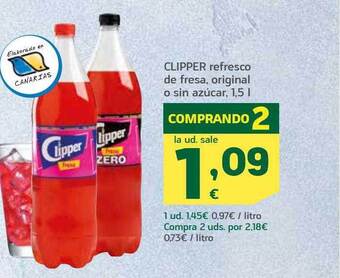 HiperDino Clipper refresco de fresa, original o sin azúcar oferta