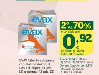 HiperDino Evax liberty compresa con alas de noche oferta